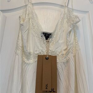 POL Cream Chemise with Lace Details
